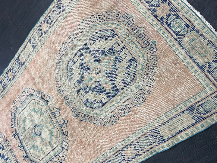 Beige Turkish Runner Rug 4' 4" x 11' 9" Hand-Knotted | No. WR64687