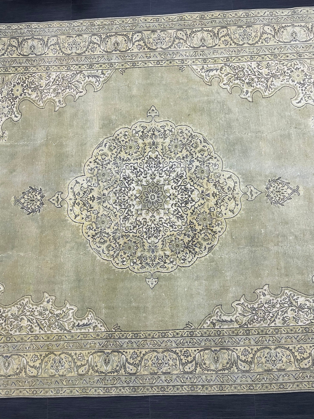 Green Turkish Vintage Rug 7' x 10' 3" Hand-Knotted | No. WR69677