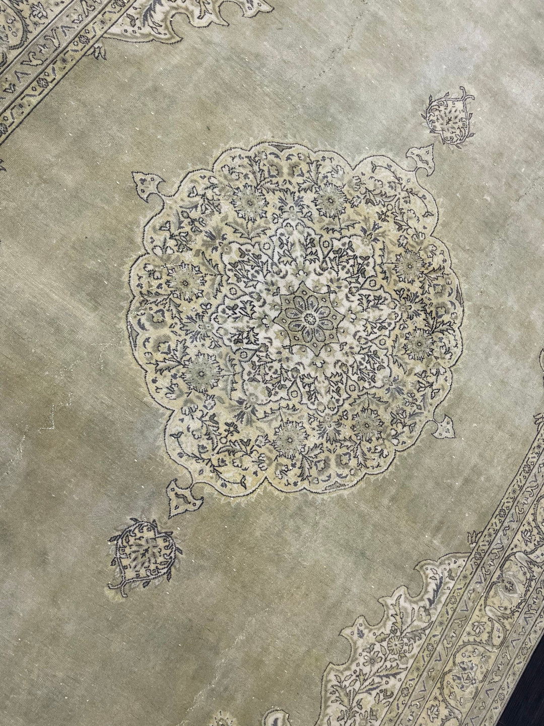 Green Turkish Vintage Rug 7' x 10' 3" Hand-Knotted | No. WR69677