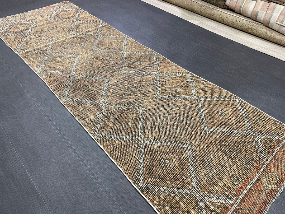 Turkish Runner Rug 3' 4" x 10' 3" Hand-Knotted