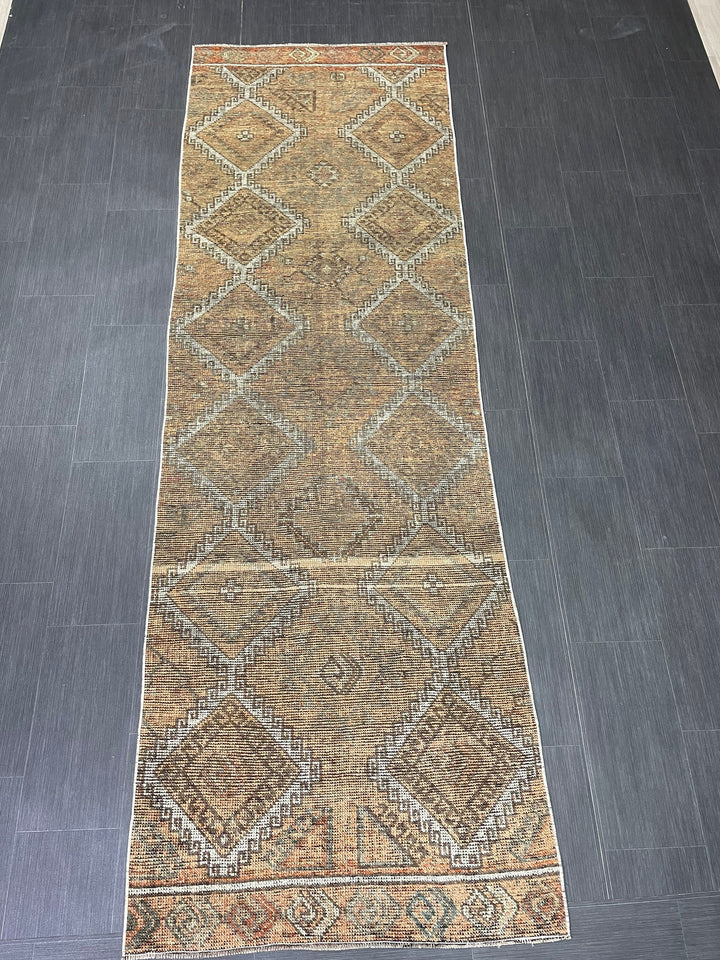 Turkish Runner Rug 3' 4" x 10' 3" Hand-Knotted border