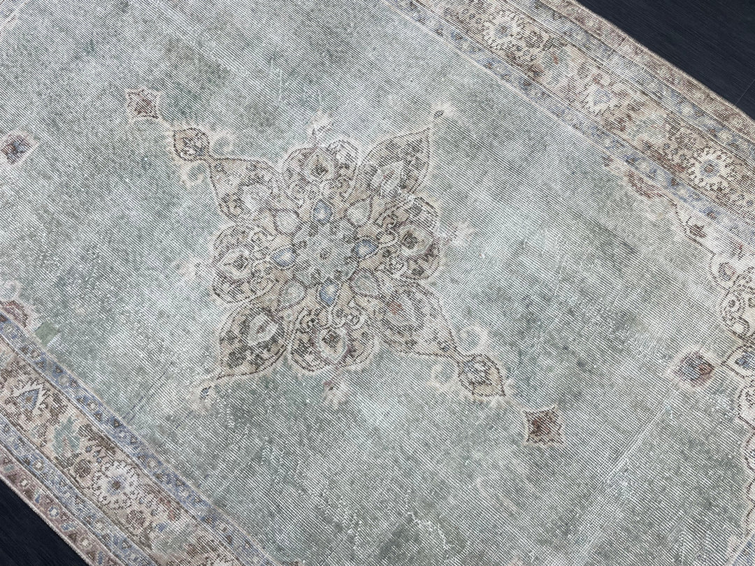 Green Turkish Oushak Rug 5' 7" x 8' 10" Hand-Knotted | No. WR40608