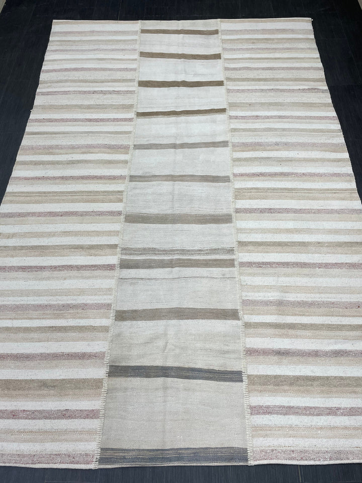 Rust Turkish Runner Rug 6' 5" x 9' 8" Hand-Knotted detail