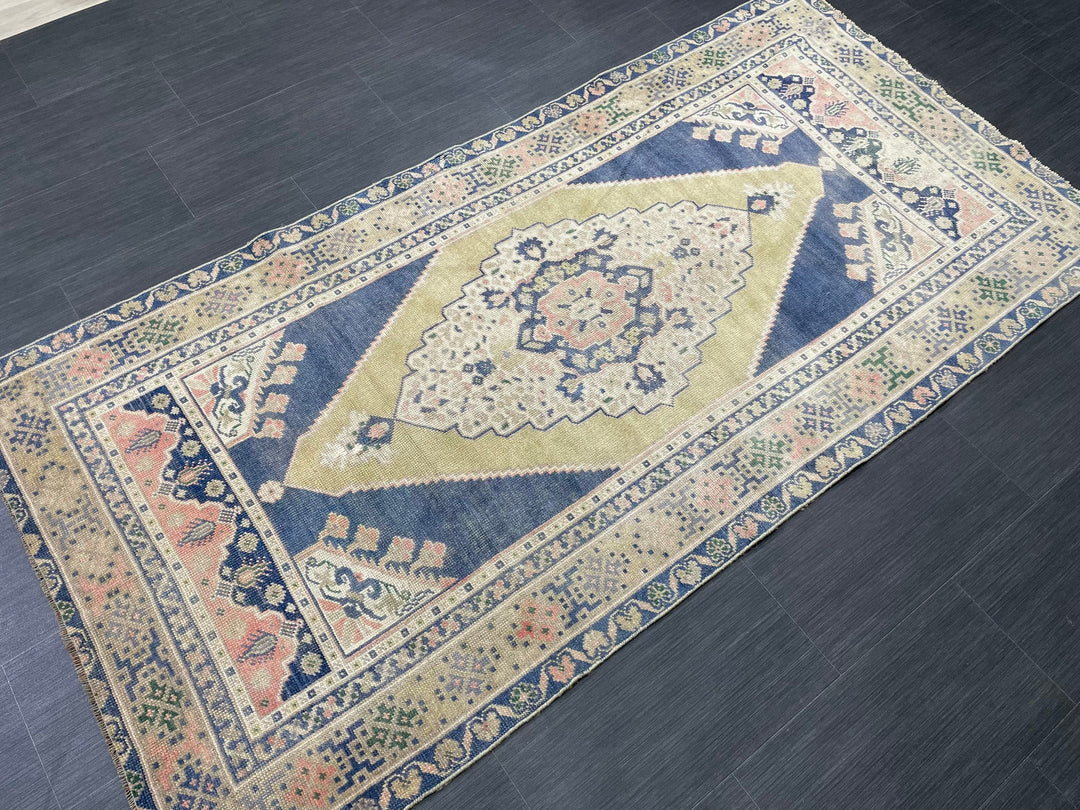 Beige Turkish Runner Rug 3' 5" x 6' 11" Hand-Knotted