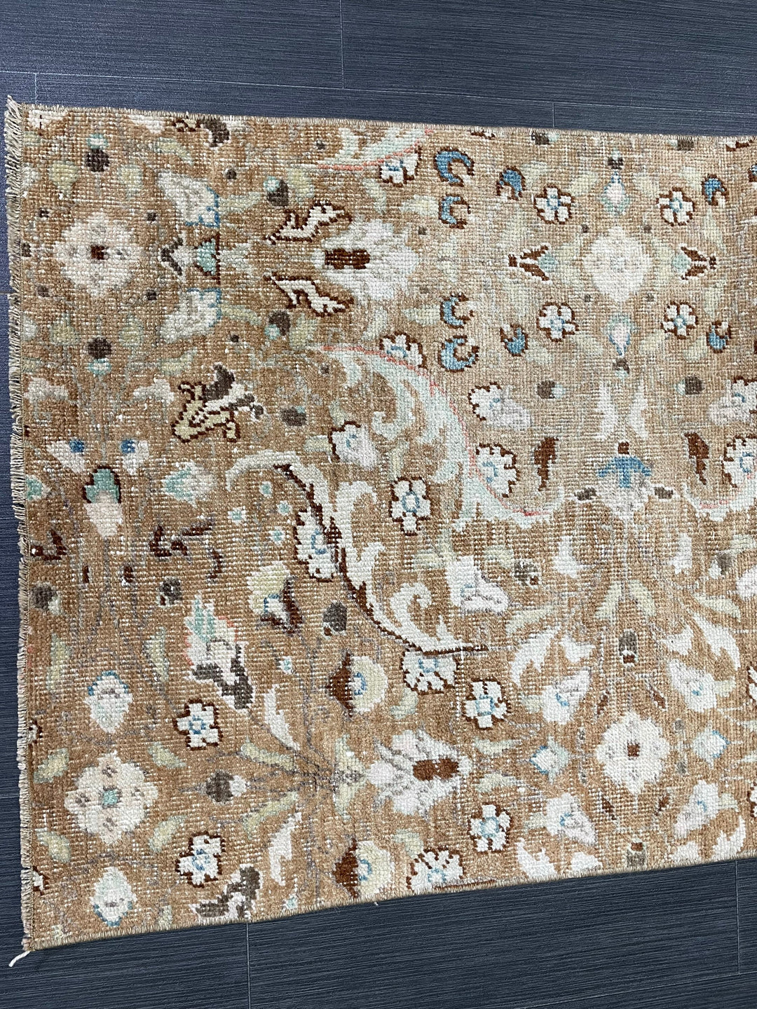 Beige Turkish Runner Rug 2' 5" x 8' 6" Hand-Knotted field