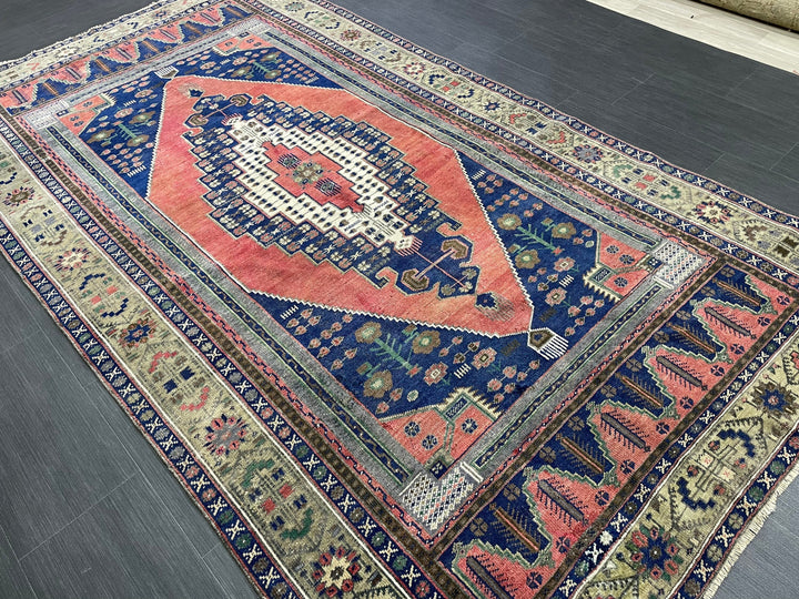 Beige Turkish Runner Rug 4' 10" x 9' Hand-Knotted