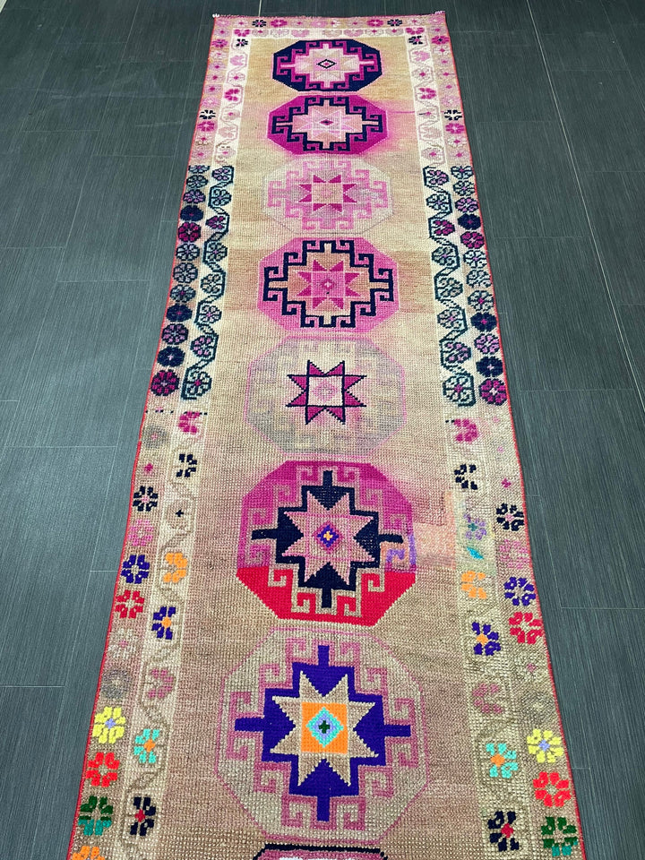 Beige Turkish Runner Rug 2' 8" x 13' Hand-Knotted view
