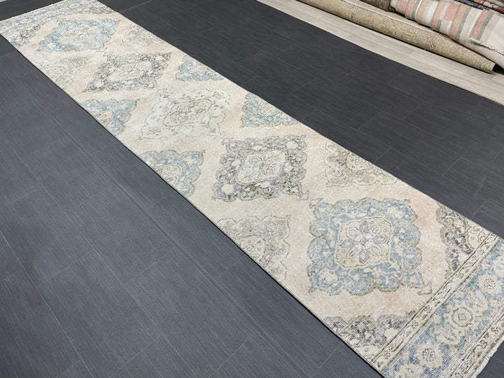 Beige Turkish Runner Rug 2' 8" x 12' 5" Hand-Knotted view 9