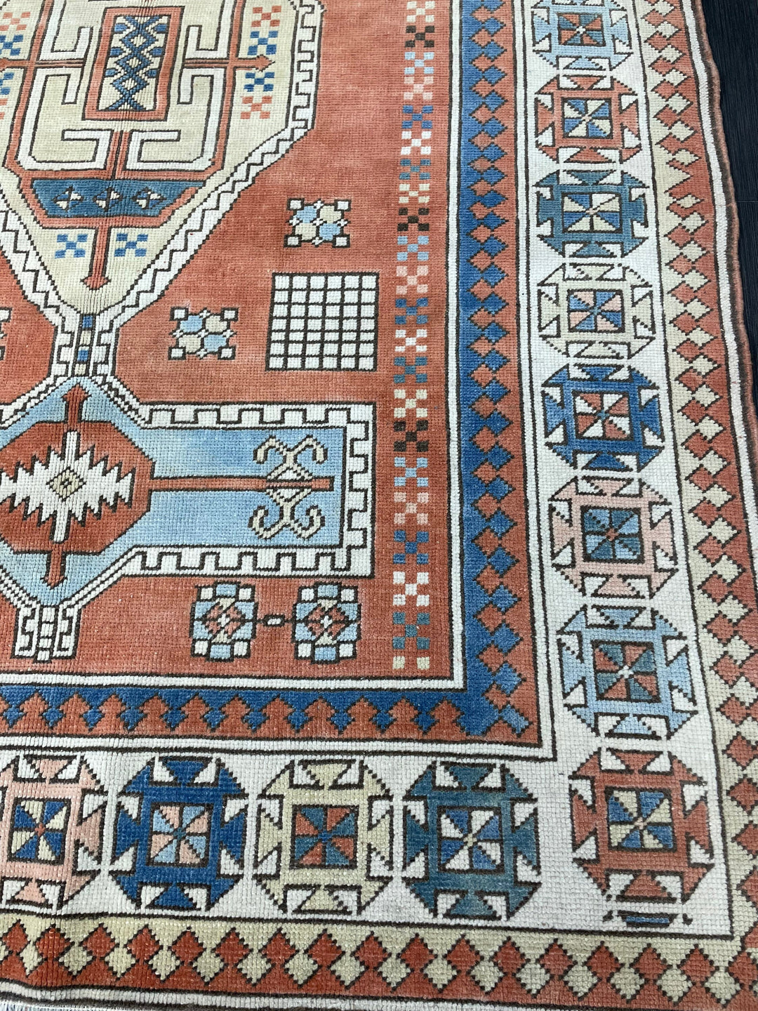 Turkish Oushak Rug 4' 8" x 7' Hand-Knotted reverse