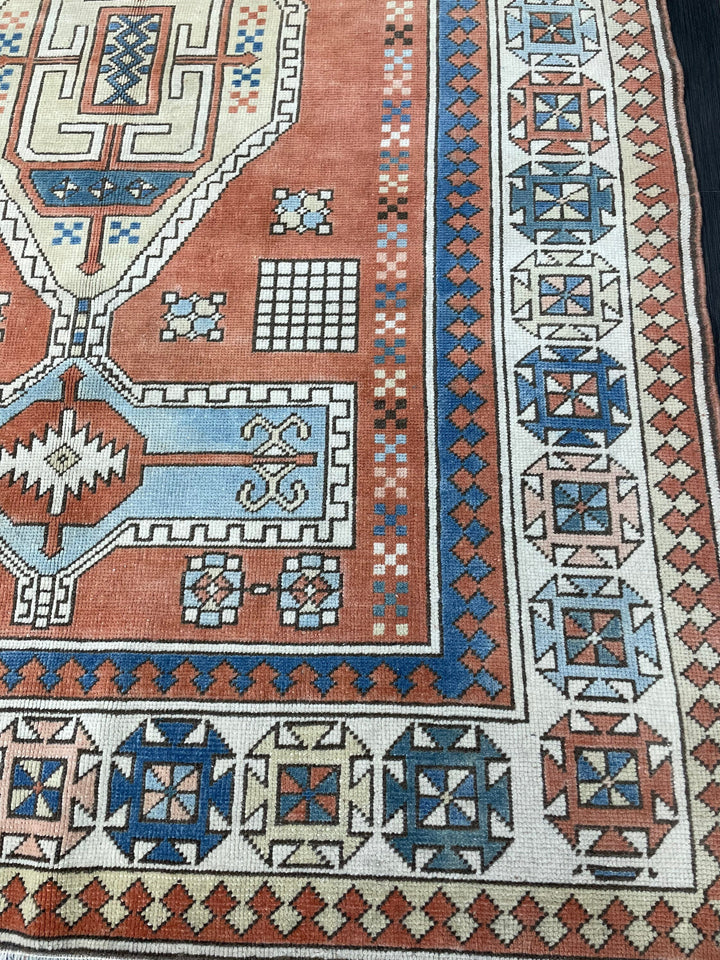 Turkish Oushak Rug 4' 8" x 7' Hand-Knotted reverse