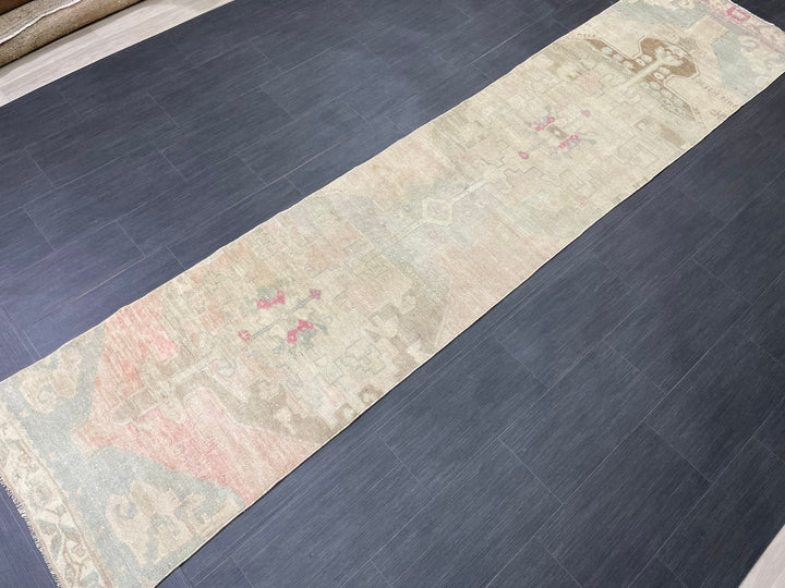 Beige Turkish Runner Rug 2' 6" x 11' 7" Hand-Knotted