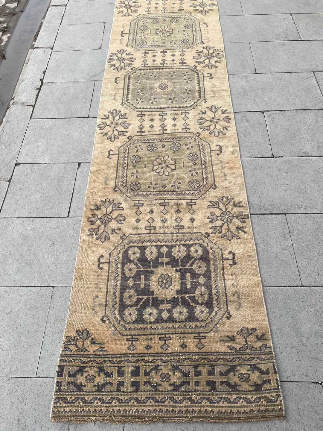 Beige Turkish Runner Rug 2' 4" x 25' 10" Hand-Knotted | No. WR44764