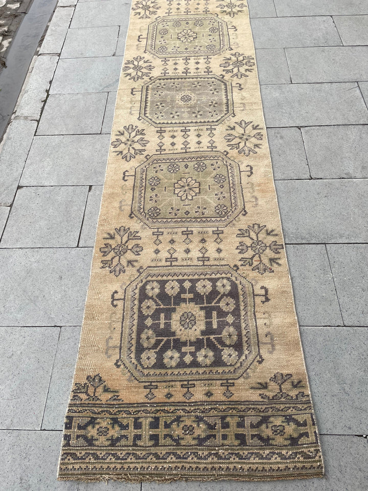 Beige Turkish Runner Rug 2' 4" x 25' 10" Hand-Knotted | No. WR44764