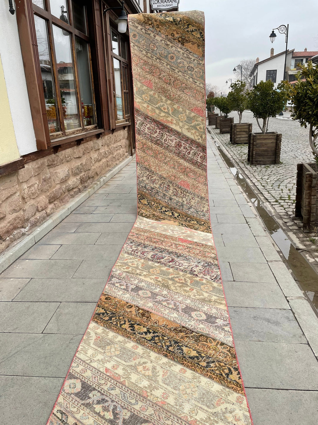Beige Turkish Runner Rug 2' 9" x 22' 1" Hand-Knotted detail