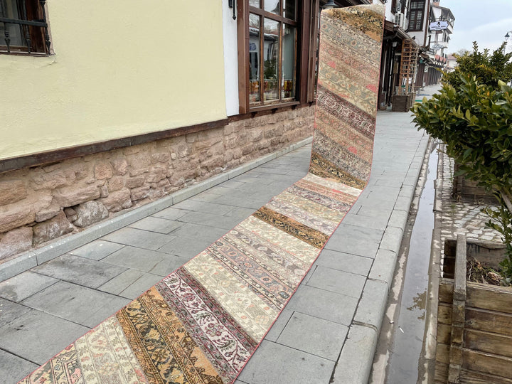 Beige Turkish Runner Rug 2' 9" x 22' 1" Hand-Knotted