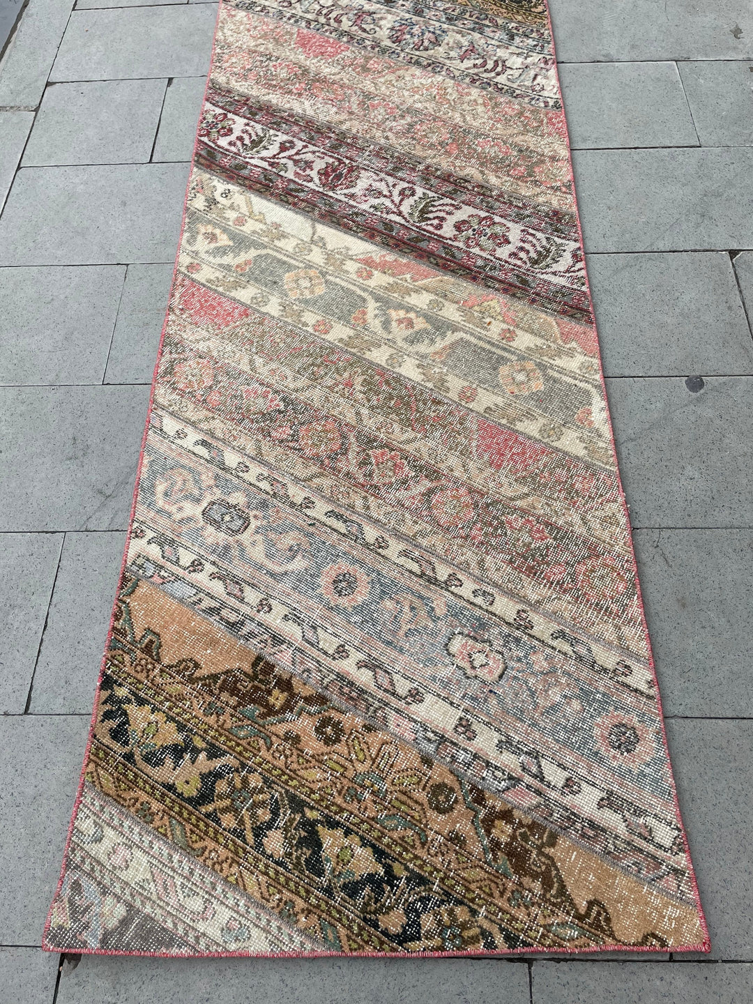Beige Turkish Runner Rug 2' 9" x 22' 1" Hand-Knotted close-up