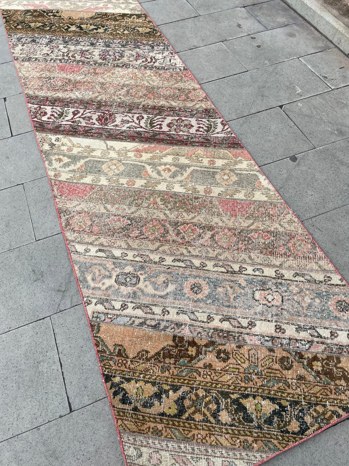 Beige Turkish Runner Rug 2' 9" x 22' 1" Hand-Knotted texture