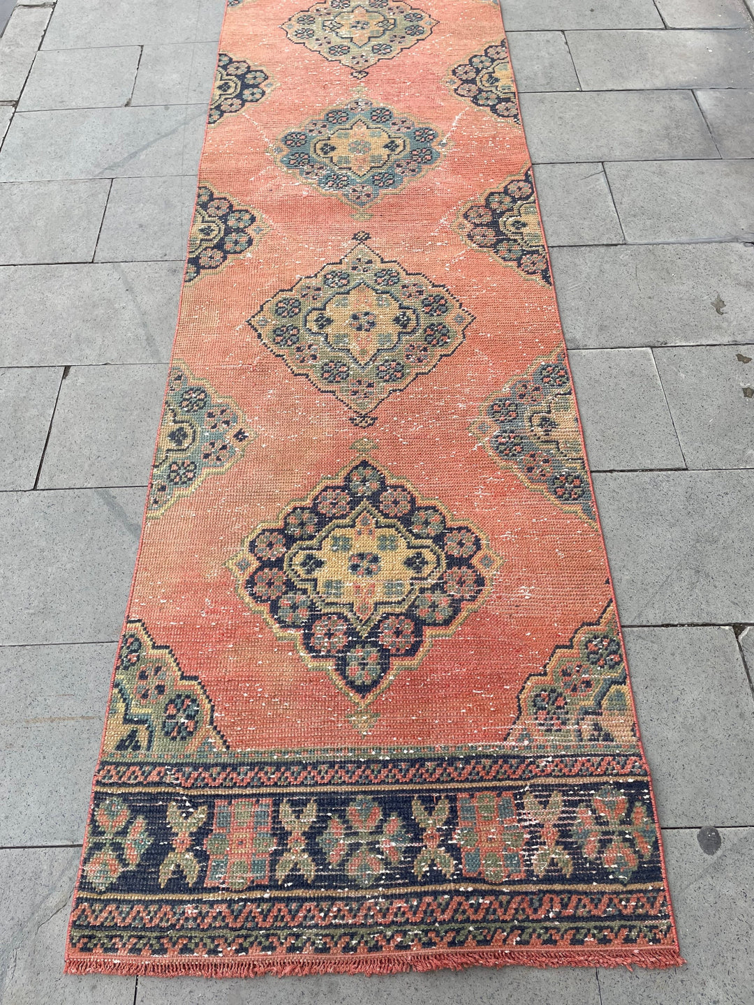 Beige Turkish Runner Rug 2' 8" x 20' 10" Hand-Knotted field