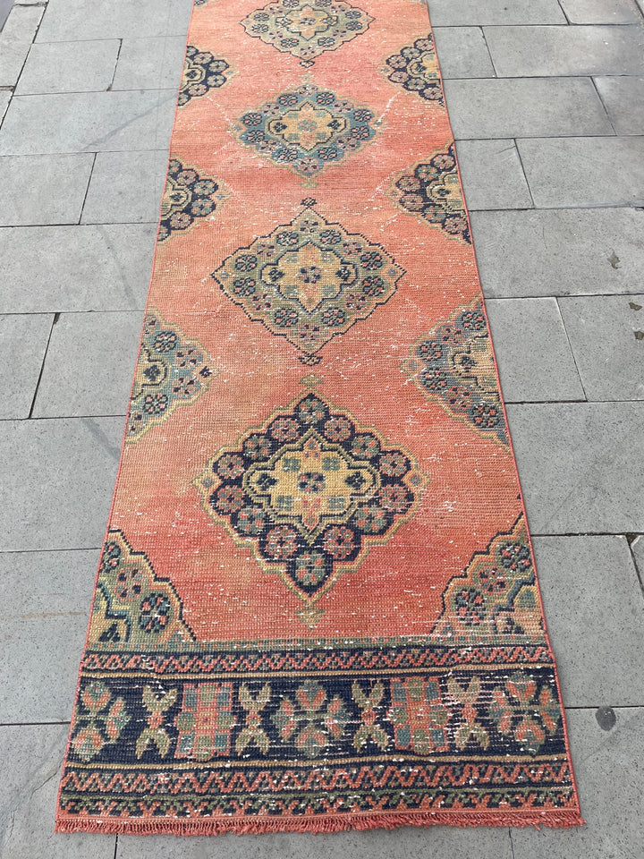 Beige Turkish Runner Rug 2' 8" x 20' 10" Hand-Knotted field