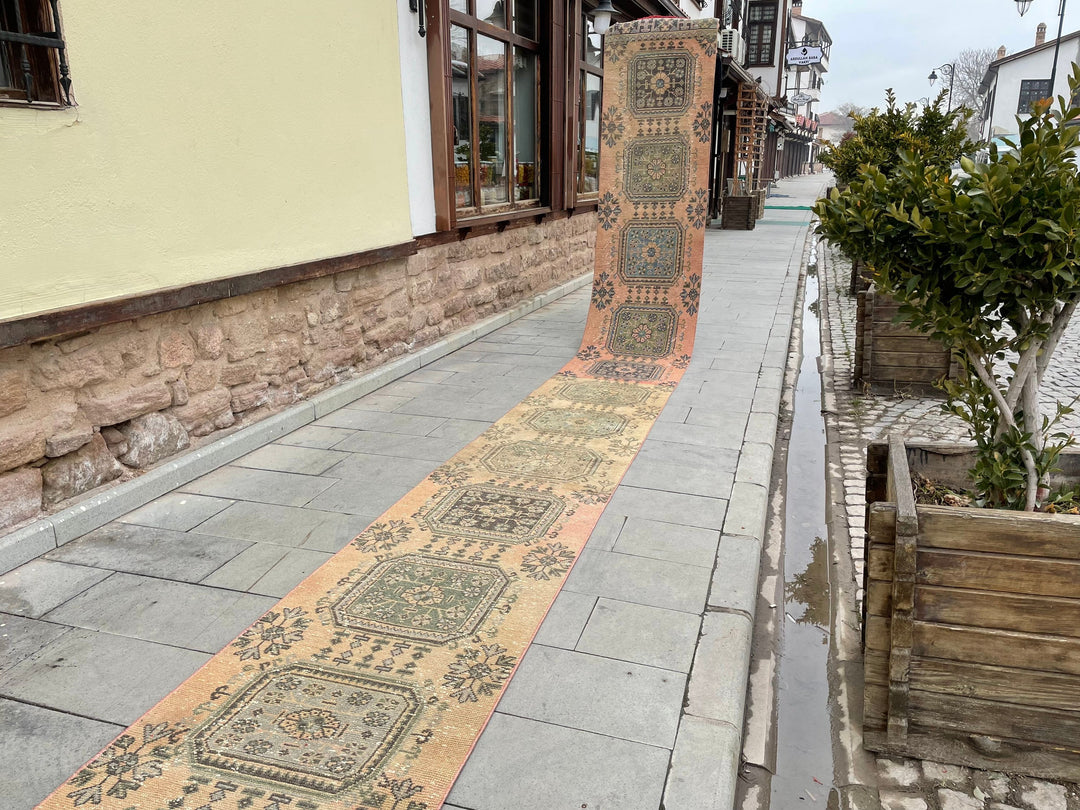 Beige Turkish Runner Rug 2' 6" x 26' 9" Hand-Knotted