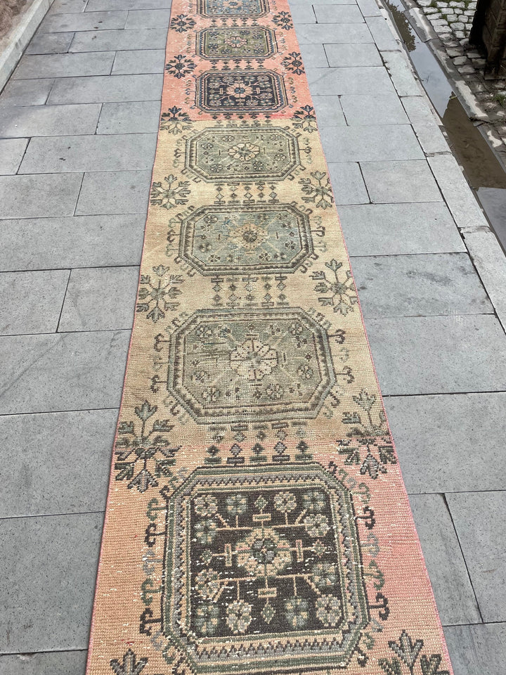 Beige Turkish Runner Rug 2' 6" x 26' 9" Hand-Knotted border