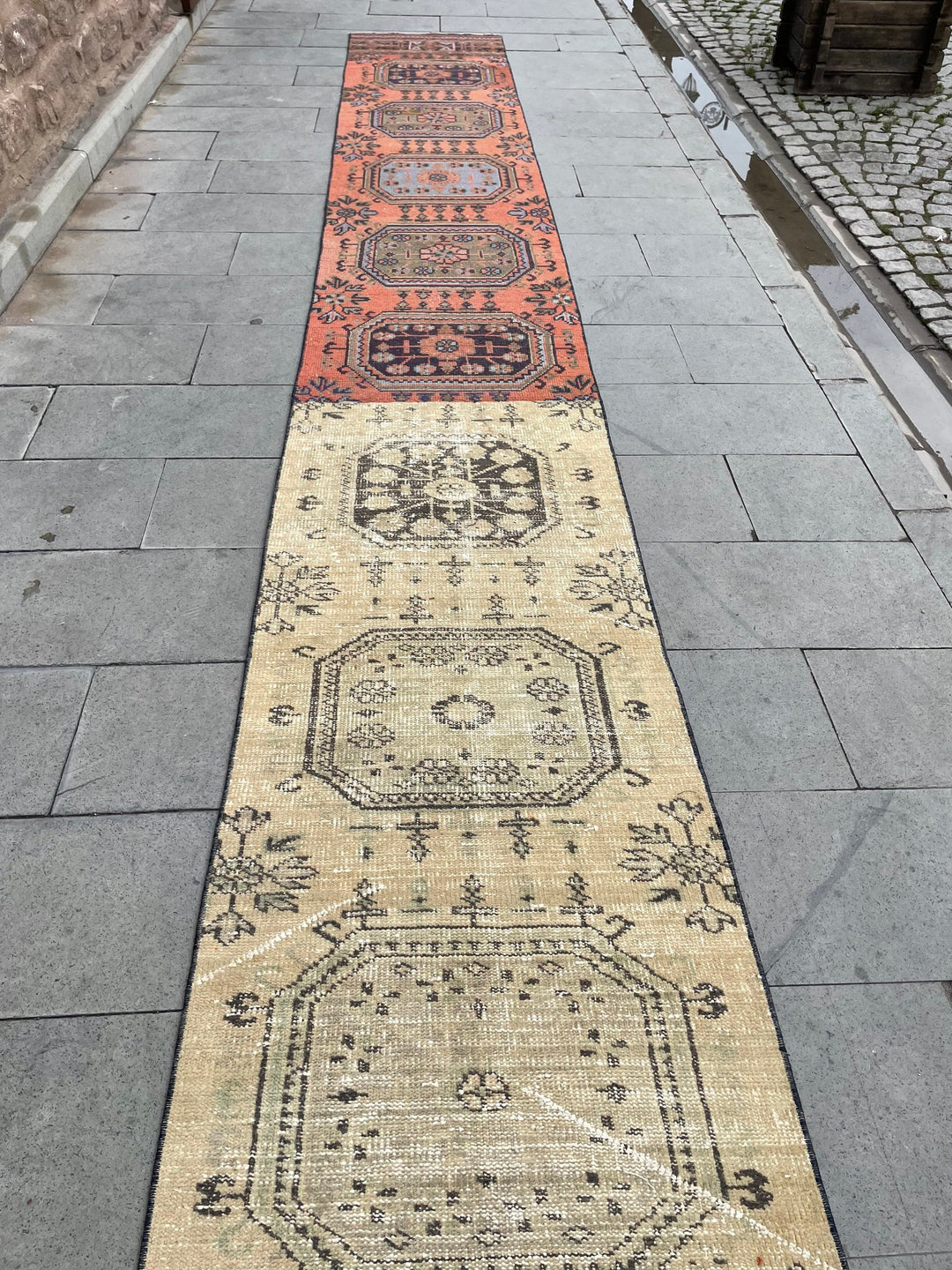 Beige Turkish Runner Rug 2' 4" x 31' 2" Hand-Knotted | No. WR79648