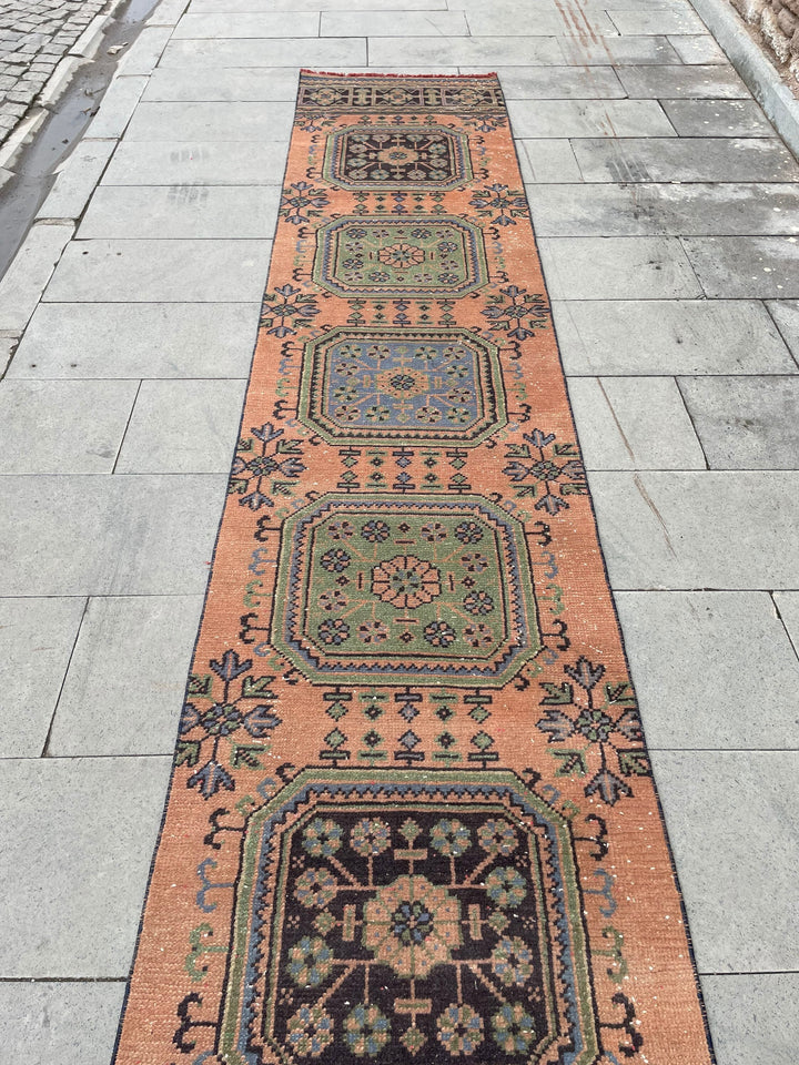Beige Turkish Runner Rug 2' 4" x 31' 2" Hand-Knotted | No. WR79648