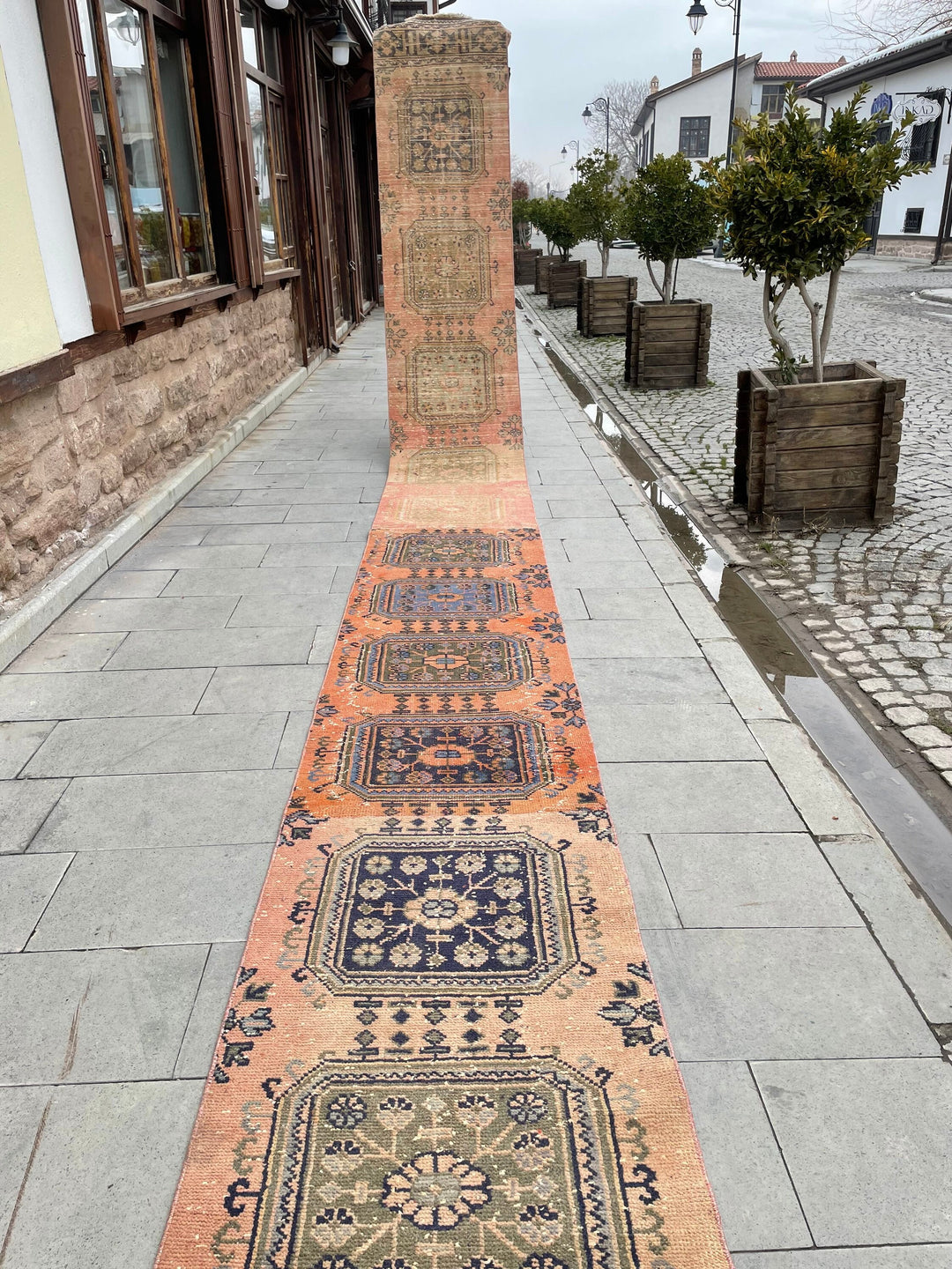 Beige Turkish Runner Rug 2' 4" x 29' 4" Hand-Knotted detail