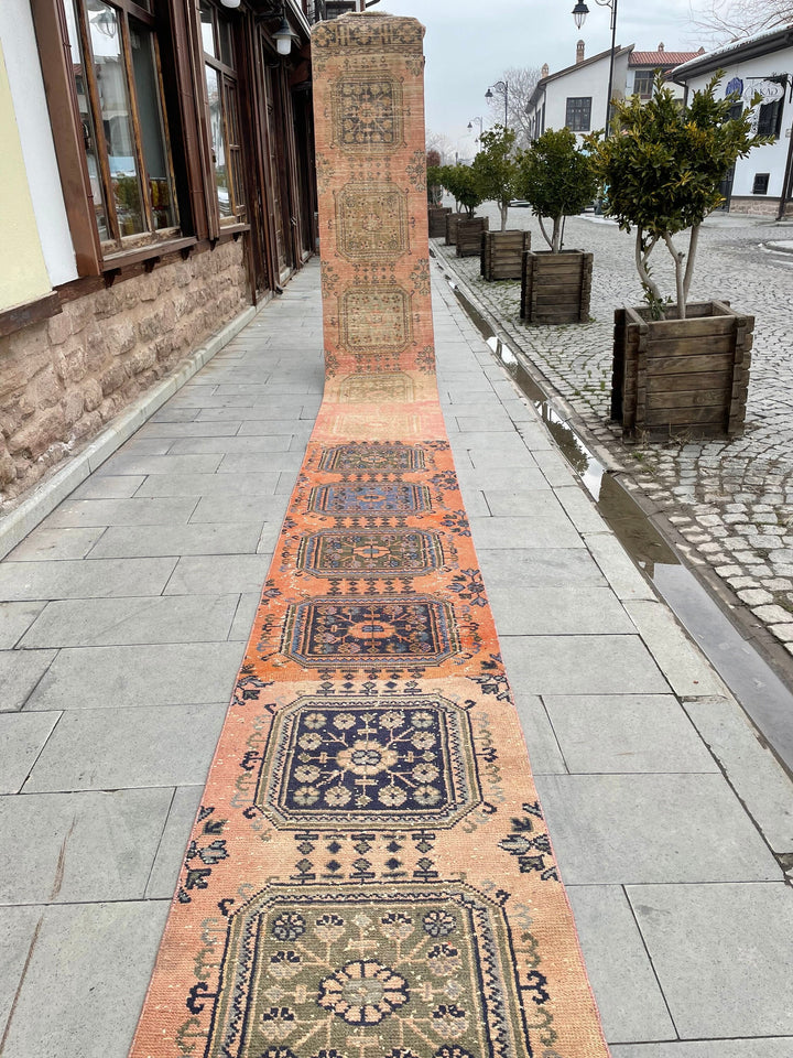 Beige Turkish Runner Rug 2' 4" x 29' 4" Hand-Knotted detail