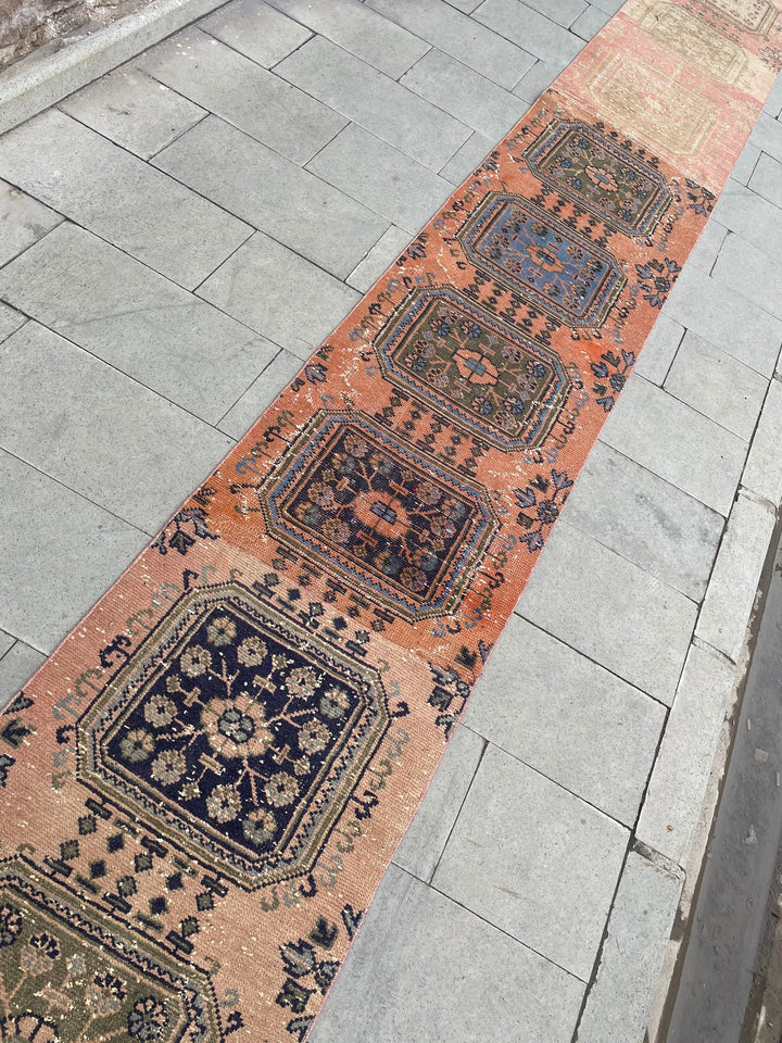 Beige Turkish Runner Rug 2' 4" x 29' 4" Hand-Knotted close-up