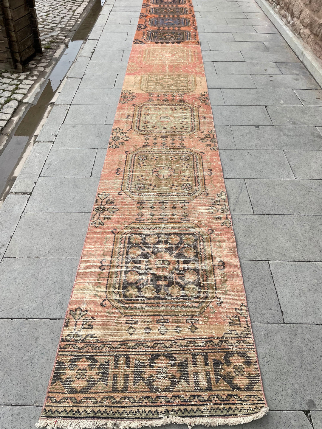 Beige Turkish Runner Rug 2' 4" x 29' 4" Hand-Knotted border