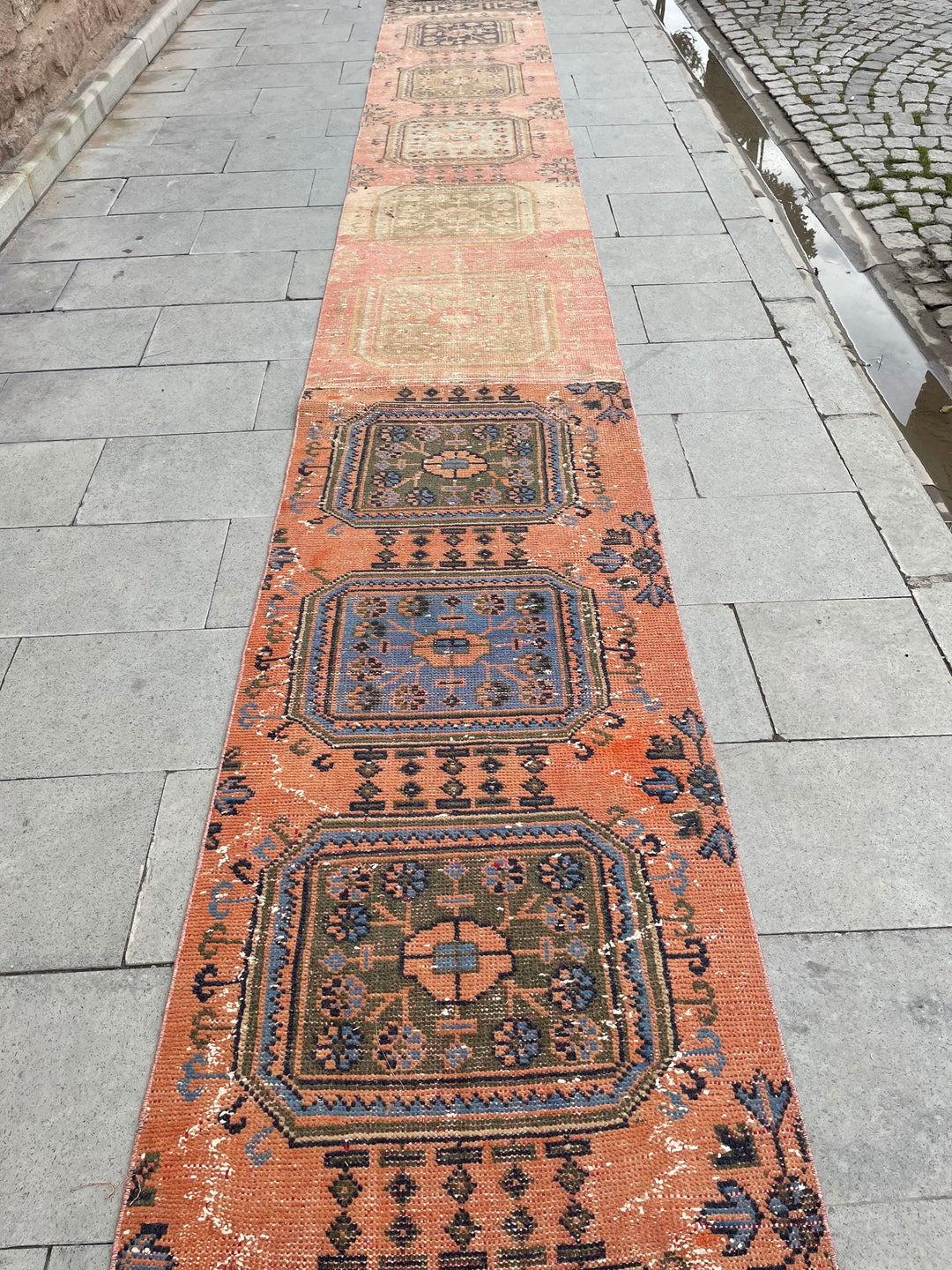 Beige Turkish Runner Rug 2' 4" x 29' 4" Hand-Knotted texture