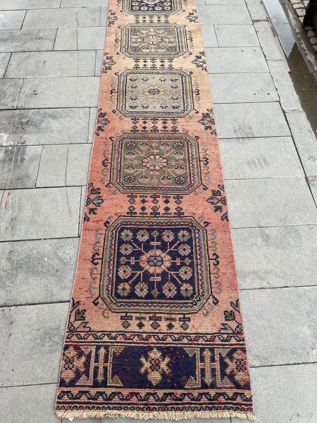 Beige Turkish Runner Rug 2' 4" x 29' 4" Hand-Knotted reverse