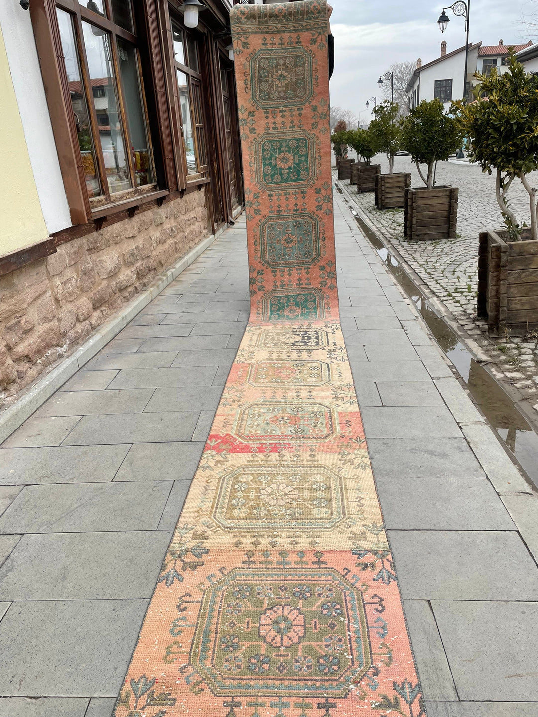 Beige Turkish Distressed Runner Rug 2' 4" x 24' 4" Hand-Knotted | No. WR71221