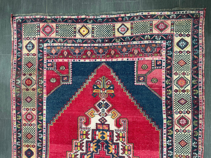 Red Turkish Runner Rug 4' 7" x 7' 10" Hand-Knotted view