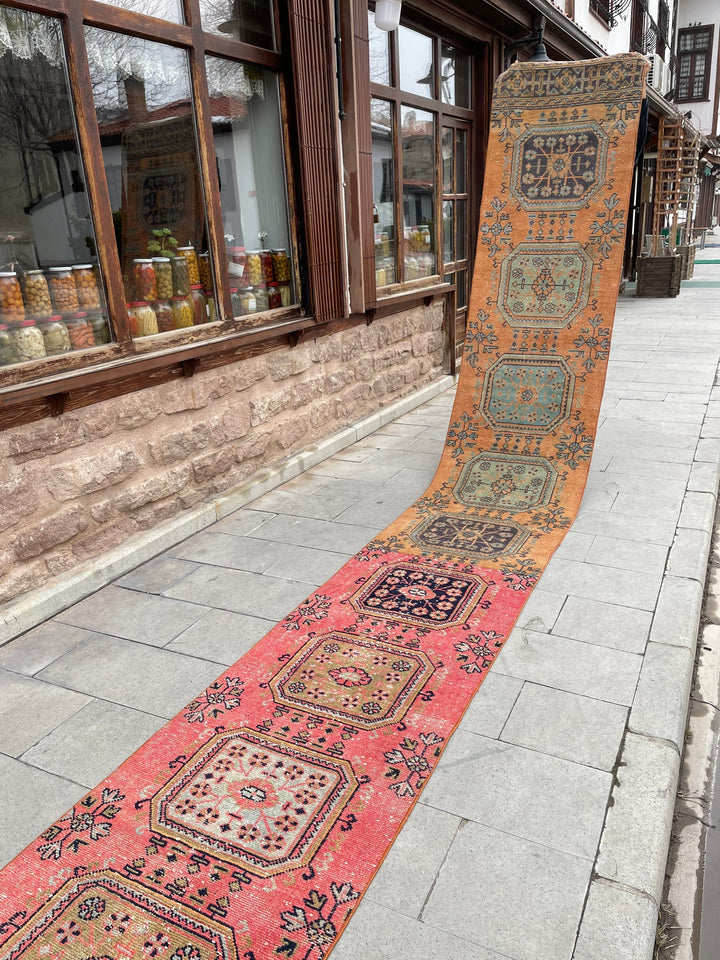 Beige Turkish Runner Rug 2' 7" x 30' 7" Hand-Knotted close-up