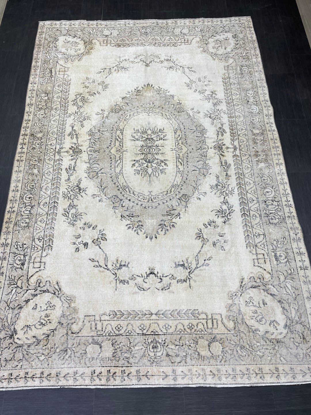 Blue Turkish Vintage Rug 6' 9" x 10' Hand-Knotted | No. WR37681