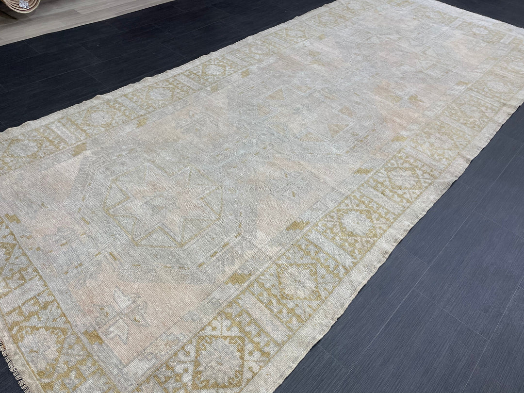 Beige Turkish Runner Rug 5' x 11' 5" Hand-Knotted