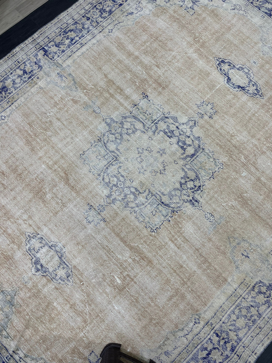Beige Turkish Runner Rug 8' x 10' 10" Hand-Knotted texture