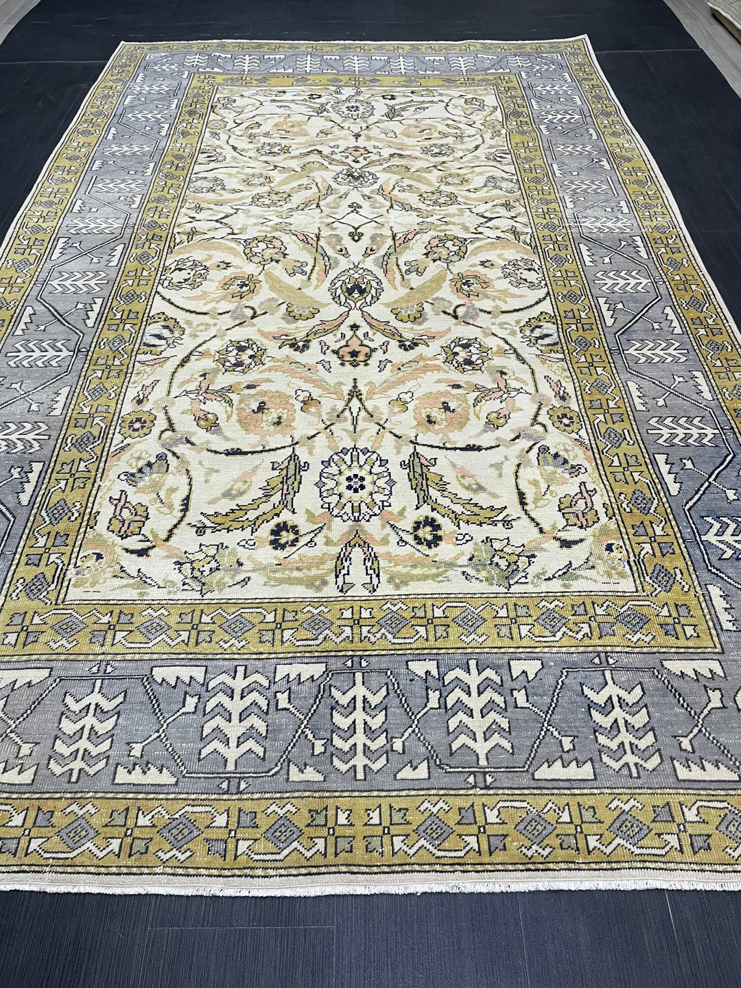 Beige Turkish Runner Rug 6' 4" x 10' 6" Hand-Knotted view 9