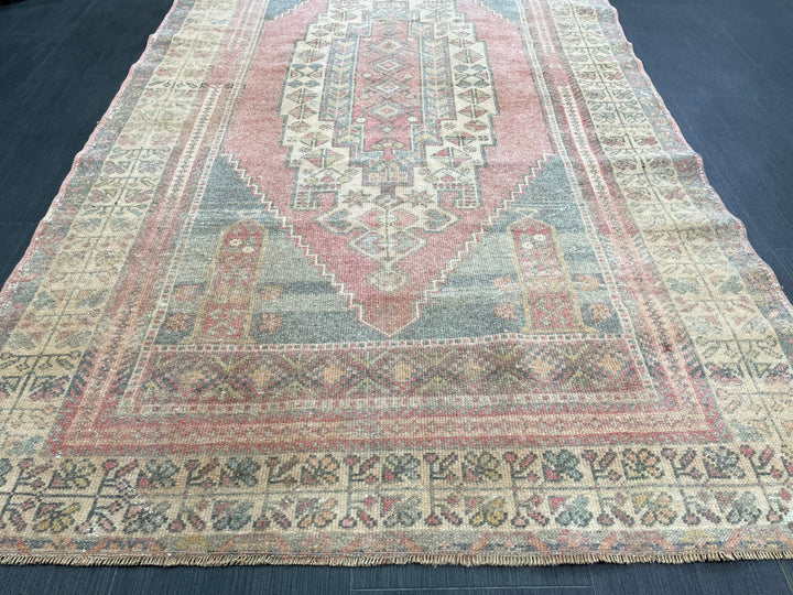 Beige Turkish Oushak Rug 3' 10" x 7' Hand-Knotted border