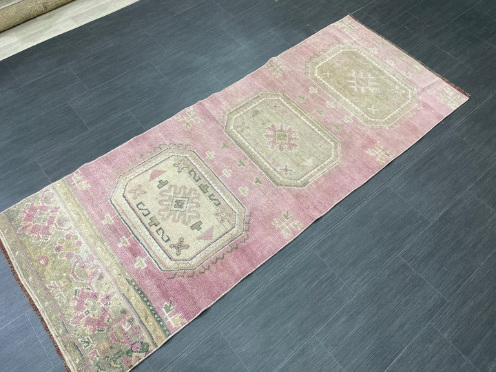 Beige Turkish Runner Rug 2' 11" x 7' 5" Hand-Knotted