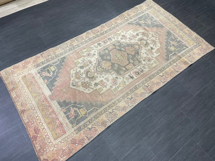 Beige Turkish Oushak Rug 3' 8" x 7' 4" Hand-Knotted