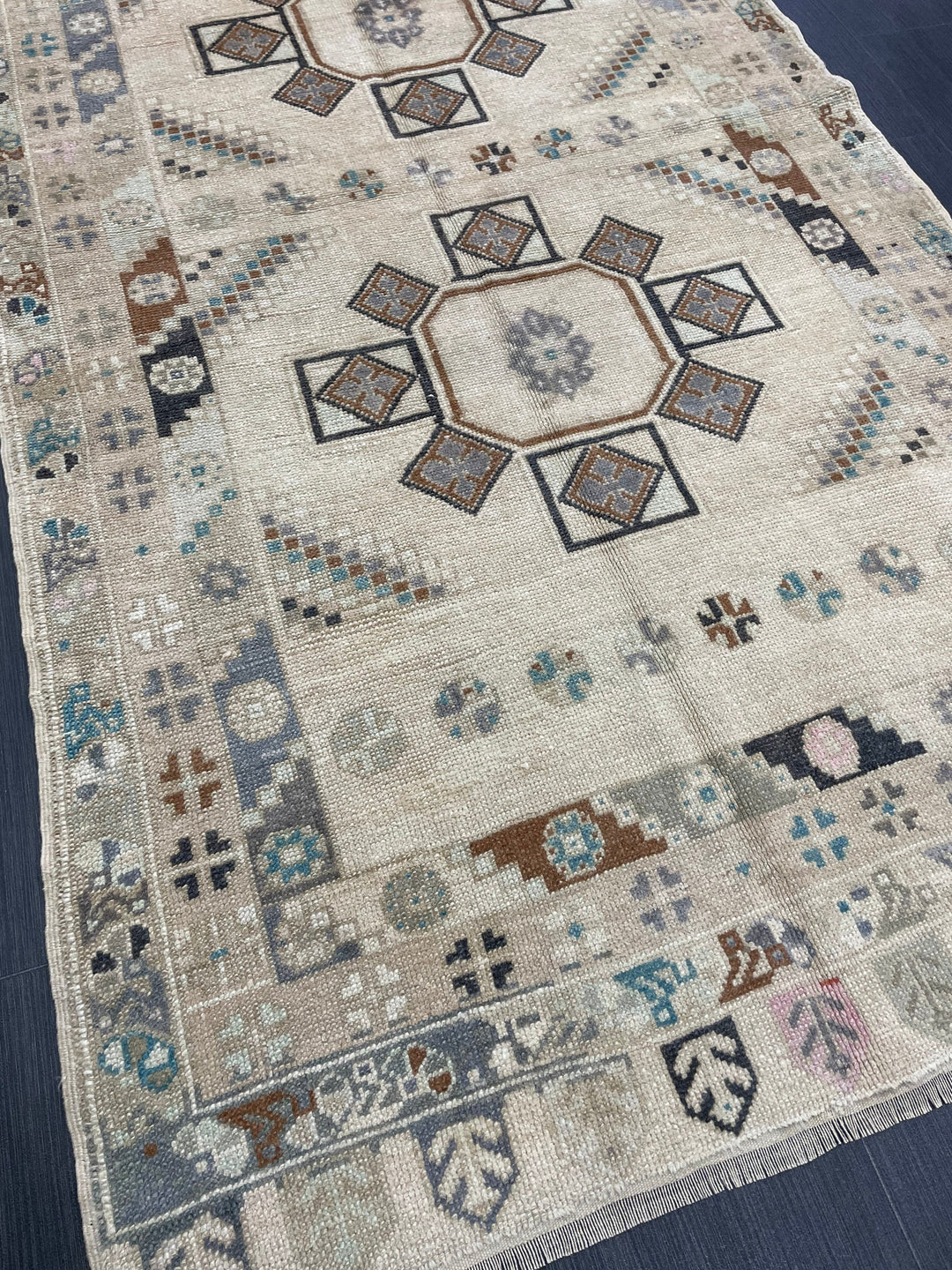 Beige Turkish Oushak Rug 3' 7" x 6' 9" Hand-Knotted view