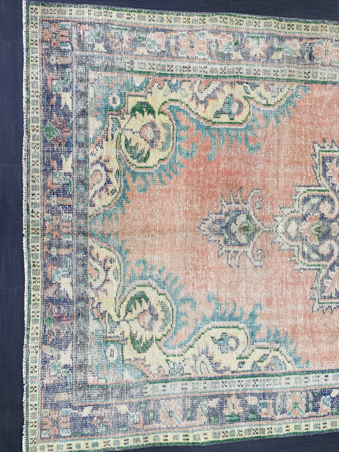 Tan Turkish Oushak Rug 5' 11" x 10' Hand-Knotted reverse
