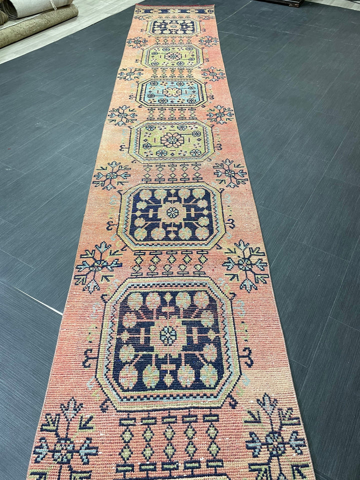 Beige Turkish Runner Rug 2' 6" x 21' 5" Hand-Knotted field
