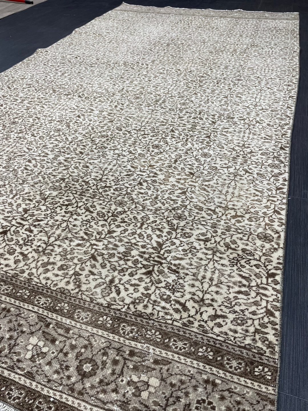 Rust Turkish Runner Rug 4' 8" x 9' 2" Hand-Knotted