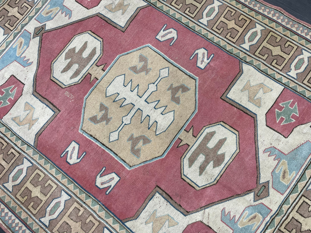 Beige Turkish Oushak Rug 6' 1" x 8' Hand-Knotted pattern