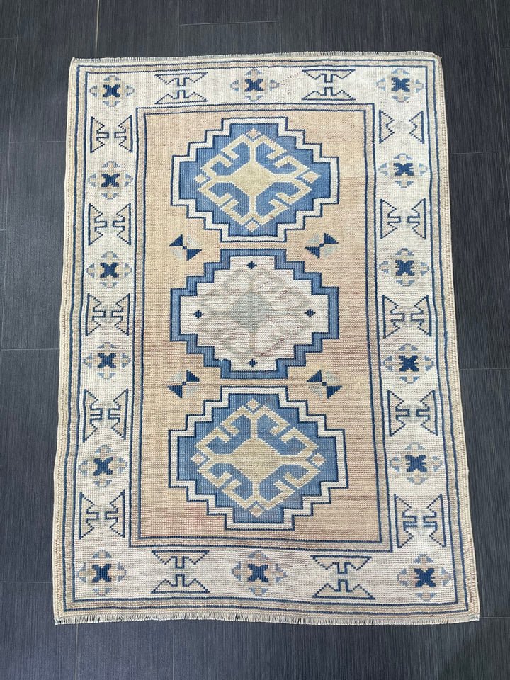 Blue Turkish Runner Rug 2' 11" x 4' 2" Hand-Knotted | No. WR65521