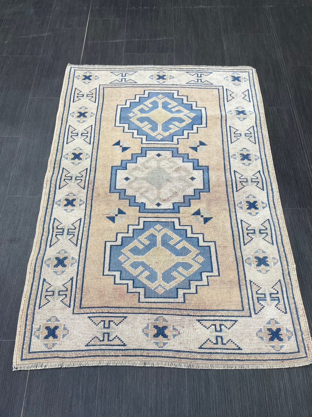 Blue Turkish Runner Rug 2' 11" x 4' 2" Hand-Knotted | No. WR65521
